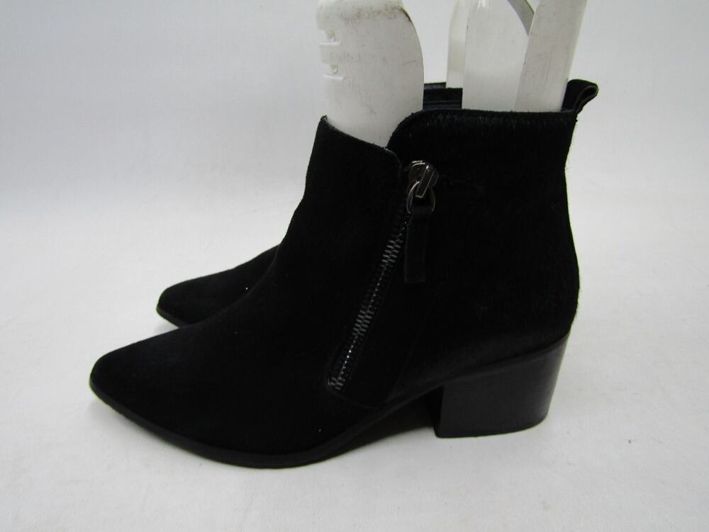 Tahari Womens Size 6 M Black Leather Pony Hair Zip Fashion Ankle Boots